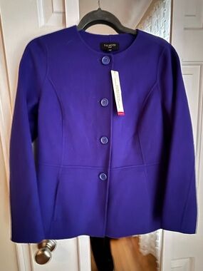 Talbots Deep Purple Round-Neck Button Jacket